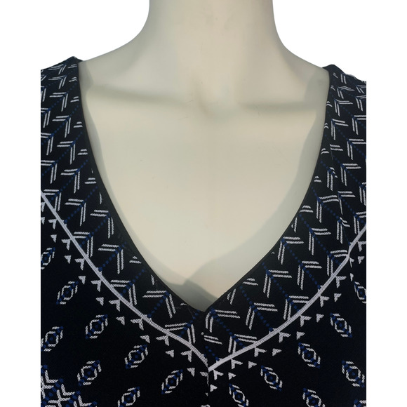 T Tahari Sz S Summer Tank Midi Dress Tiered Skirt Sheer Overlay Blue Scarf Print - Picture 5 of 10